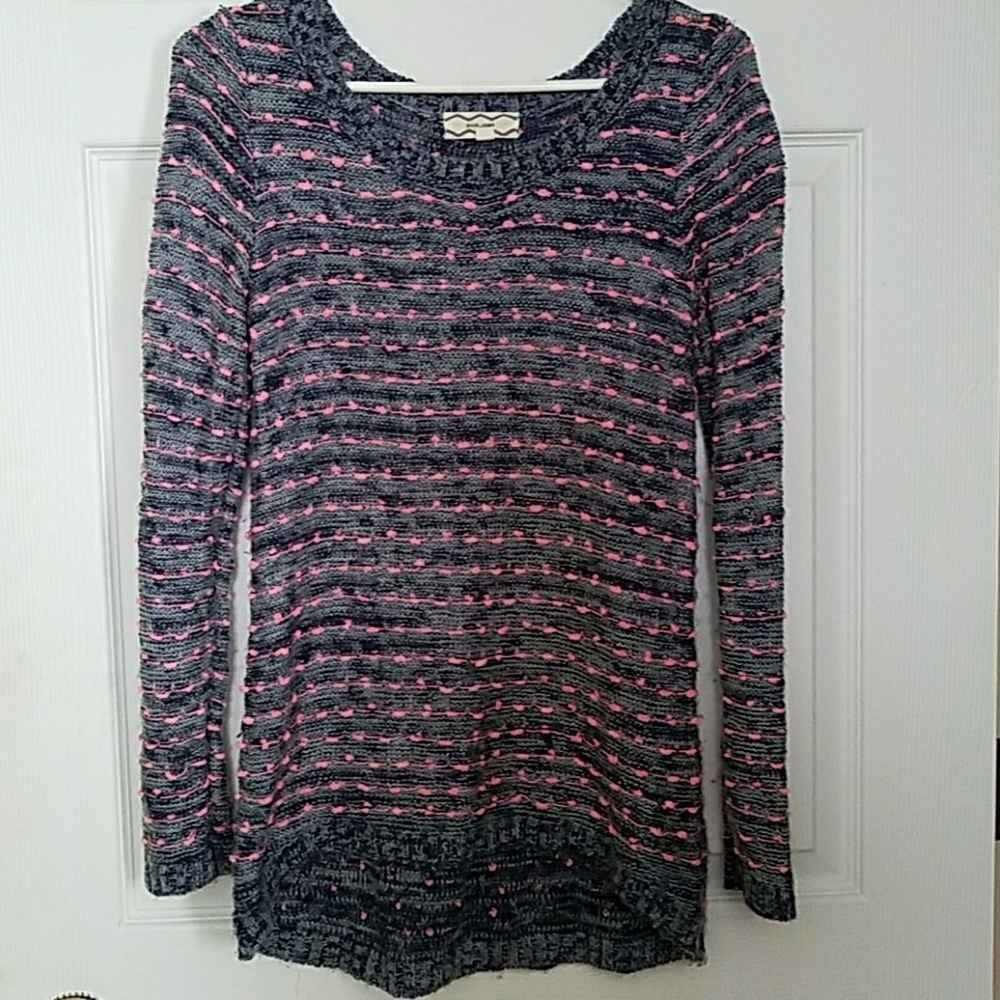 Pink Rose Gray & Pink Knit Sweater Size Small